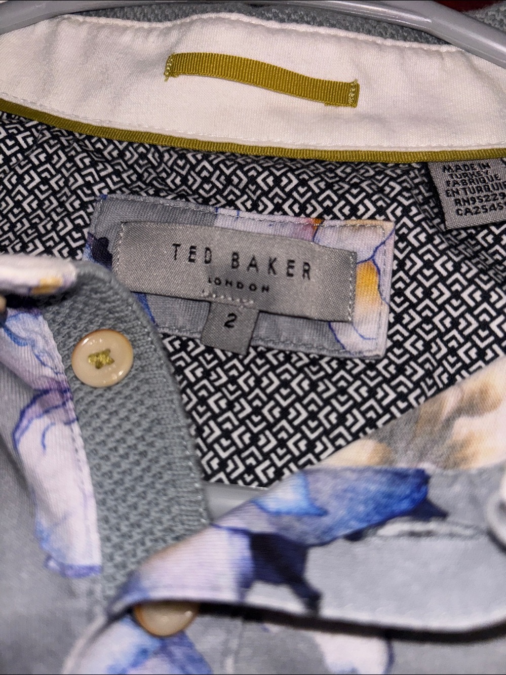 Ted Baker Floral Polo Shirt in Light Gray. Men's M. Like new condition. Sharp! - Picture 2 of 7